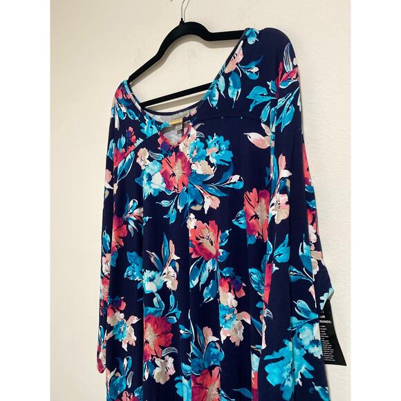 Catherine's Blouse Womens 2X Career Floral Tunic Colorful Boho Stretchy Comfy - Picture 4 of 9